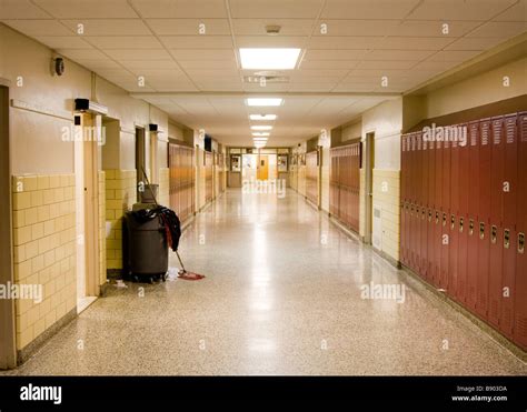 Empty High School Hallway