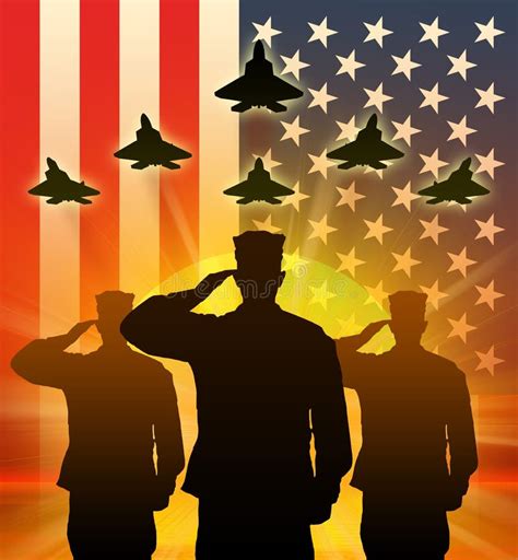 Soldier Silhouette Saluting American Flag