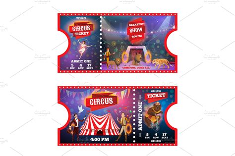 Circus tickets with animals | Custom-Designed Illustrations ~ Creative ...