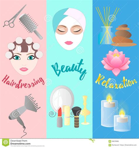 Hairdressing, Beauty, Relaxation. Banner Templates. Stock Vector - Illustration of massage ...