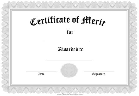 Certificate of Merit Template - Grey Download Fillable PDF | Templateroller