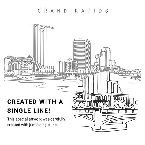 Grand Rapids Skyline Vector Art - Digital Download - EVERLINEART