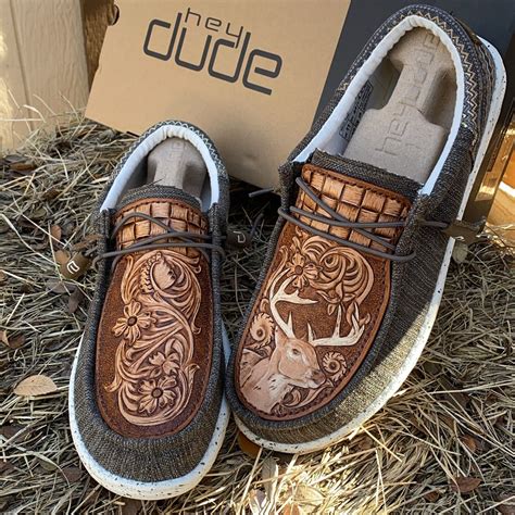 Tooled Leather Hey Dudes with Whitetail Buck | Western shoes, Cute ...