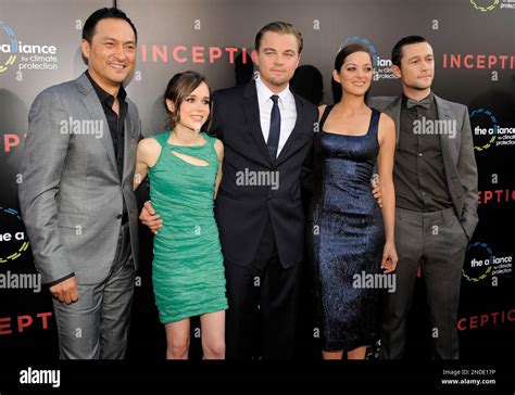 "Inception" cast members, from left, Ken Watanabe, Ellen Page, Leonardo DiCaprio, Marion ...