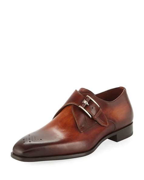 Neiman Marcus Men's Single-monk Leather Shoes in Brown for Men - Lyst