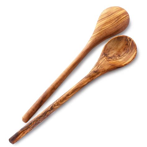 Olive Wood Cooking Spoons, Set of 2 (Round) - Forest Decor