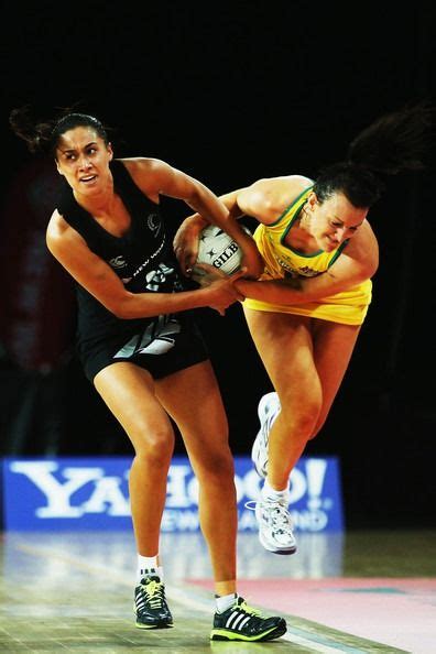 Maria Tutaia of the Silver Ferns competes with Bianca Chatfield of Australia during game two of ...