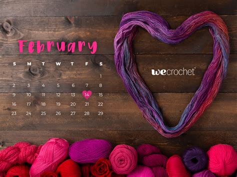 FREE DOWNLOAD: FEBRUARY 2020 CALENDAR WALLPAPER - WeCrochet Staff Blog