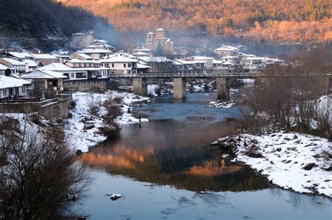 Bulgaria - Veliko Tarnovo - The Yantra river and Asenov district of Veliko Tarnovo in Bulgaria ...