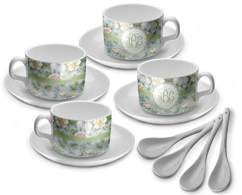 Vintage Floral Tea Cup - Set of 4 (Personalized) - YouCustomizeIt