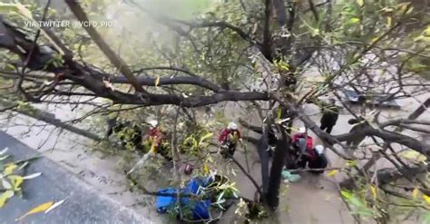 18 rescued from Ventura River after getting stranded on island due to flash flooding - NewsBreak