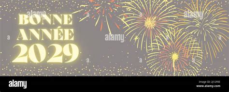 Happy New Year 2029 illustration in french langage with fireworks Stock Photo - Alamy