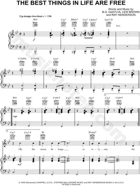 Sam Cooke "The Best Things In Life Are Free" Sheet Music in Bb Major (transposable) - Download ...