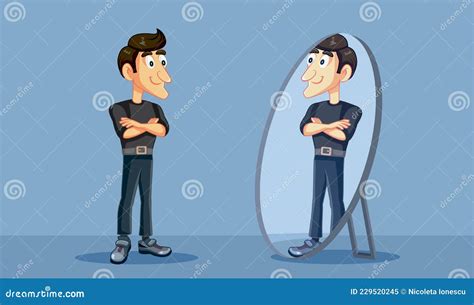 Confident Man Looking Proudly in the Mirror Vector Cartoon Stock Vector ...