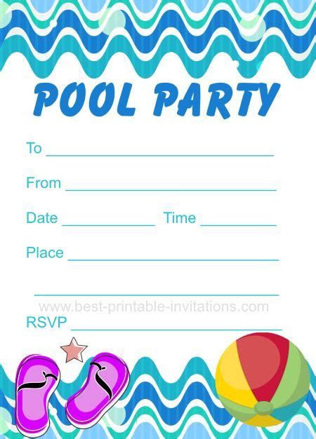 Pool Party Invitation - Free printable party invites from www.best-printable-invitations.com ...