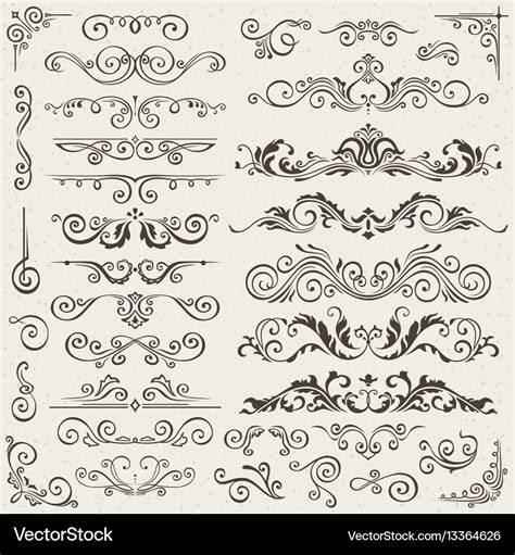 Flourish border corner and frame elements Vector Image