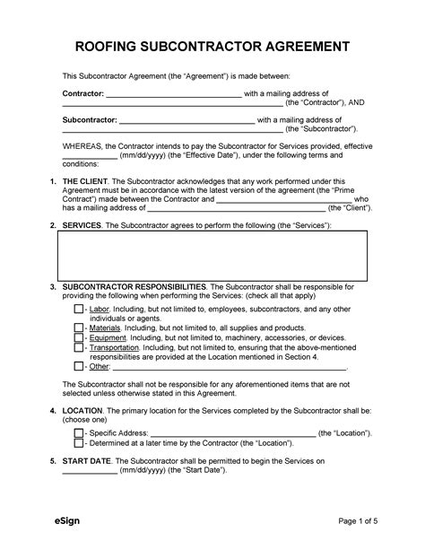 Free Roofing Subcontractor Agreement | PDF | Word