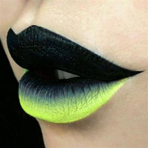 Black & Neon Green Gradient Lip Art ♡♥♡♥♡♥ #LipArt #beauty #lips #makeup #lipstick #lipstickart ...