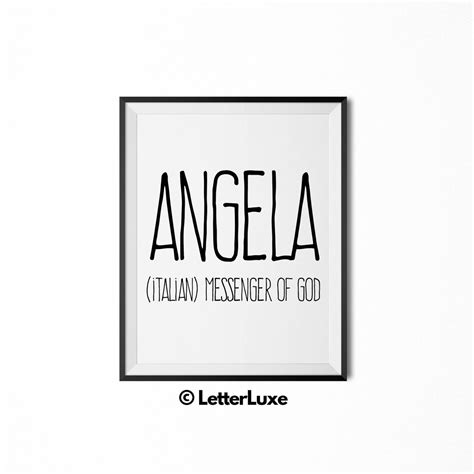 Angela Name Meaning Art, Angela Printable Birthday Gift, Nursery ...