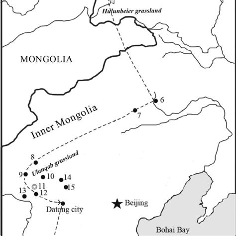 Sketch map for the migratory routes of the Tuoba Xianbei and related ...