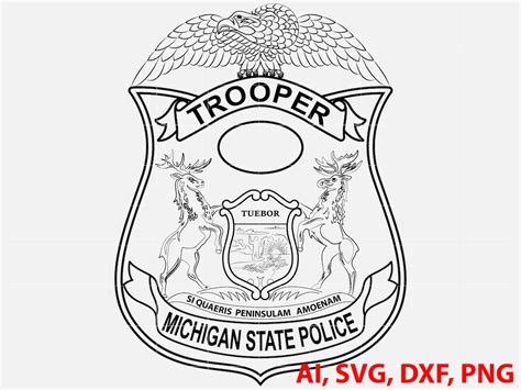 Trooper Michigan State Police Badge, Logo, Seal, Custom, Ai, Vector ...