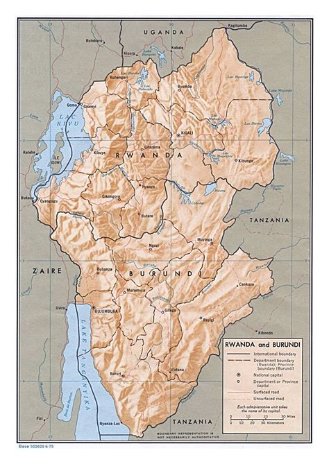 Detailed political and administrative map of Rwanda and Burundi with ...