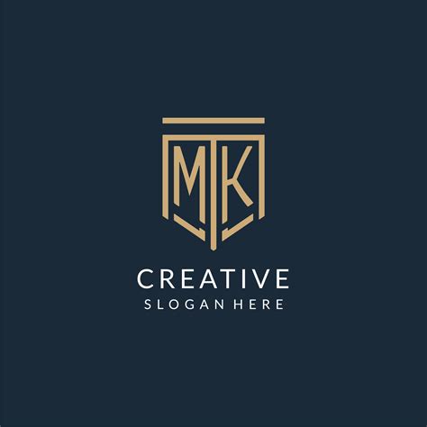 Initial MK shield logo monoline style, modern and luxury monogram logo ...