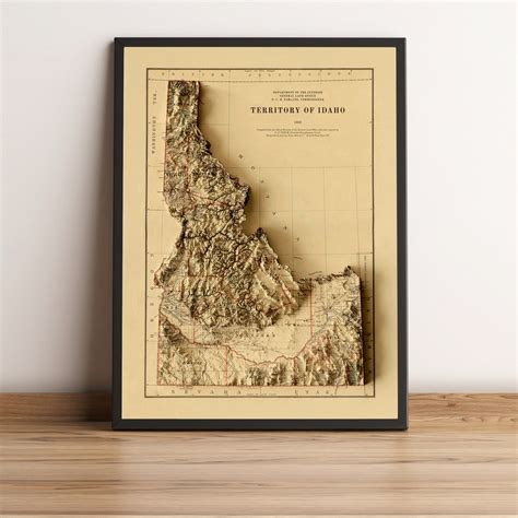 Idaho Map Idaho Relief Map Idaho Print Idaho Vintage Map Idaho Old Map ...