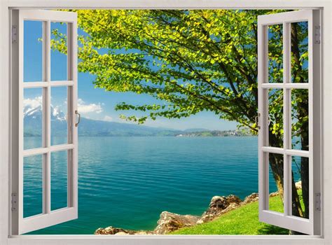 Mountain Lake Window View Removable Deca | Wallpapers in 2020 | Window view, Wall murals, Window ...