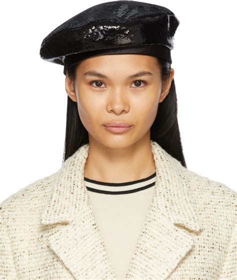 Gucci Black Sequin Glitter Beret - ShopStyle Hats