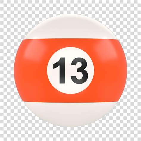 Premium PSD | Billiard ball number thirteen in orange and white color ...