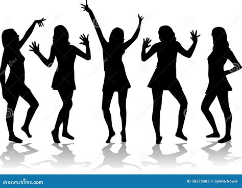 Dancing Girls Silhouettes Cartoon Vector | CartoonDealer.com #34452103