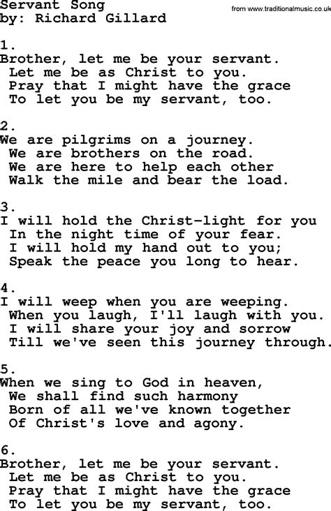 Servant Song - Apostolic and Pentecostal Hymns and Songs lyrics, and PDF