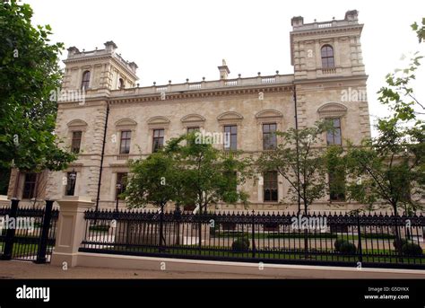 Front view of 18 and 19 Kensington Palace Gardens, central London ...