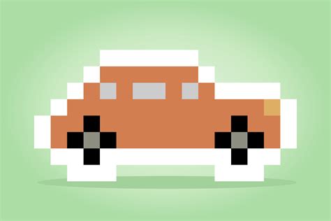 classic 8 bit car pixel art. Vector illustration of a car cross stitch ...