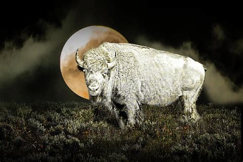 White Spirit Buffalo and Moon Photograph by Randall Nyhof - Pixels