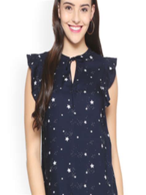 Buy People Women Navy Blue Printed Top - Tops for Women 7255879 | Myntra