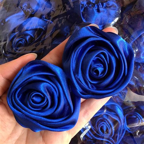 24PC Blue 2" Satin Ribbon Rose Flowers DIY Wedding Bridal Dress Bouquet 50mm | eBay