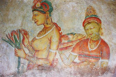 Frescoes at the Ancient Rock Fortress of Sigiriya Stock Photo - Image of mural, attraction: 59508158