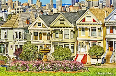 Flower Bed In Front Of Victorian Houses On Alamo Square, San Francisco mitchellfunk.com San ...