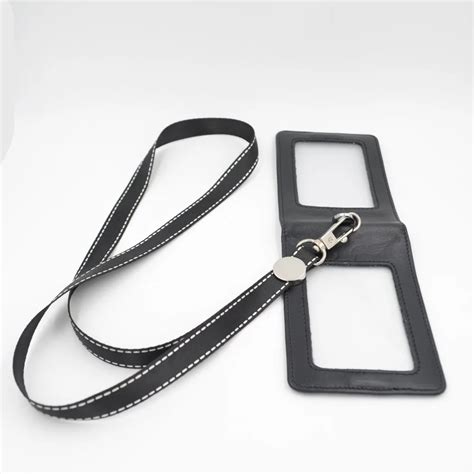 Genuine leather lanyards id badge holder / Lanyard sided Card Holder ...