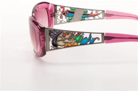 Pink Ed Hardy Sunglasses With Embroidered Case | EBTH