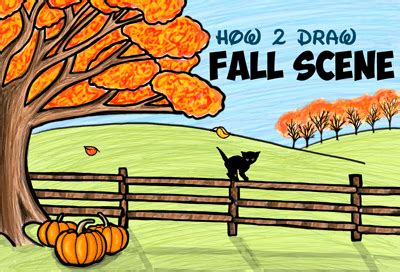 How to Draw an Autumn Fall Scene Step by Step Drawing Tutorial for Kids - How to Draw Step by ...