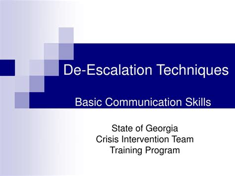 PPT - De-Escalation Techniques PowerPoint Presentation, free download ...