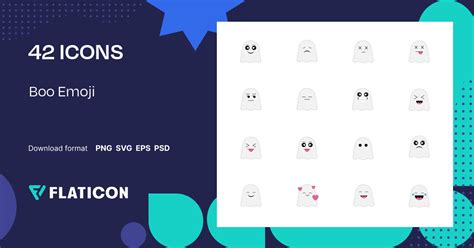 Boo Emoji Icon Pack | Outline Color | 42 .SVG Icons