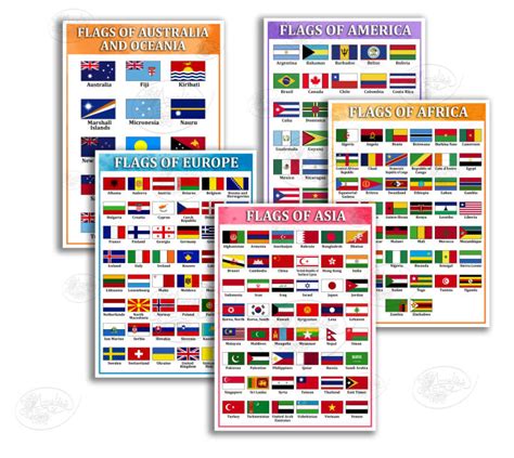 FLAGS OF THE WORLD BY CONTINENT(ASIA, EUROPE, AFRICA, AMERICA ...