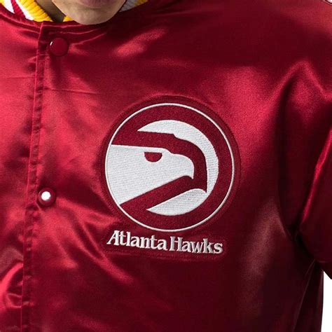 Satin Throwback Wordmark Atlanta Hawks Red Jacket