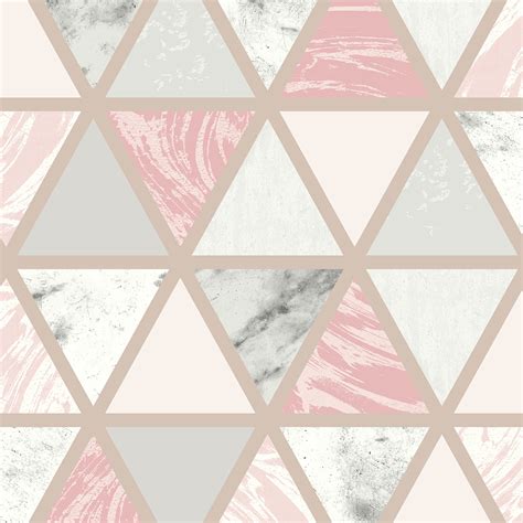 Marble Geo Pink and Grey Wallpaper