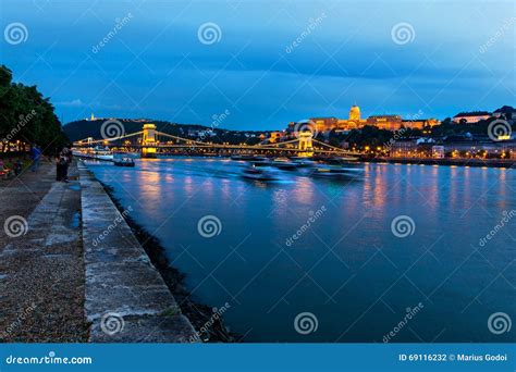 Danube in Budapest by Night Stock Photo - Image of boats, lights: 69116232