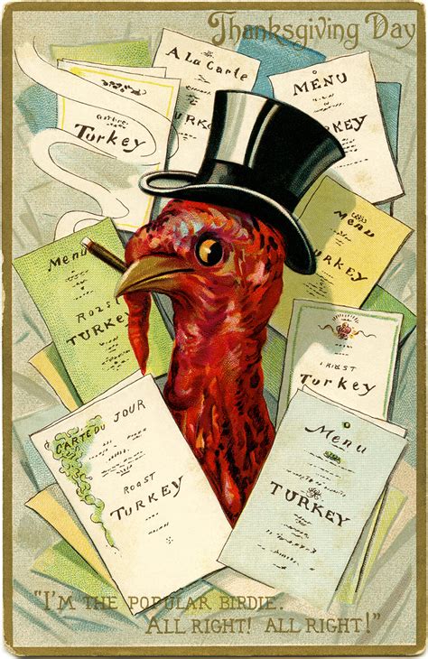 Vintage Thanksgiving Turkey Menu Postcard | Old Design Shop Blog